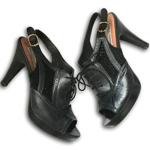 Steve Madden Lace Up Open Toe Oxford Heels Size 9